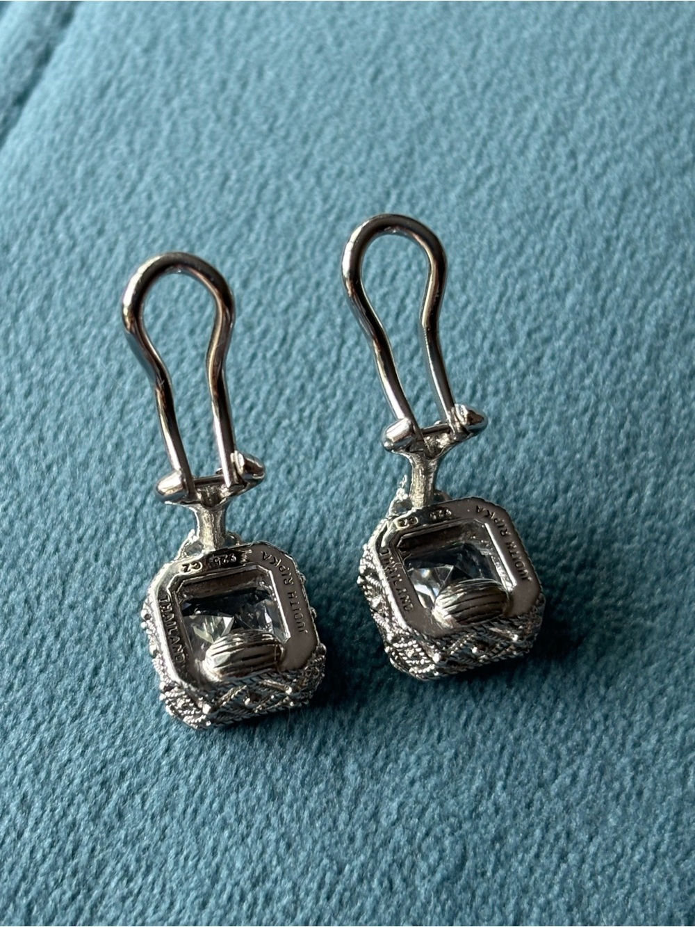 Judith Ripka 925 Sterling Silver CZ Rope Design Clip-On Earrings - Picture 8 of 8